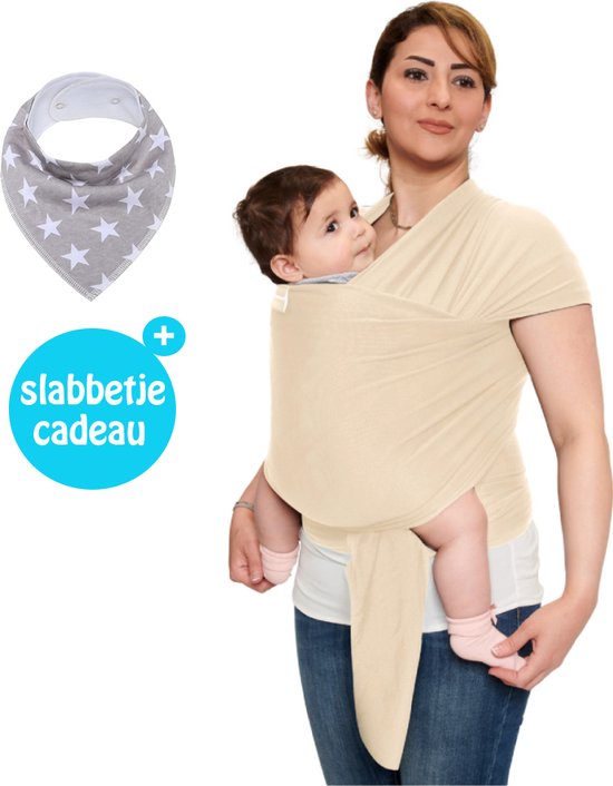 Baby Garden draagdoek beige - Ergonomisch - Original - slabbetje cadeau