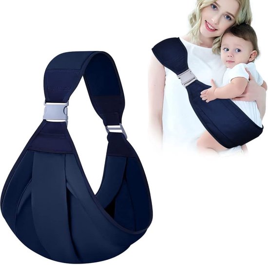 Maxenza Draagdoek Baby - Verstelbare Draagzak - Tot 36 Maanden - Draagzak Baby - Draagzak - Pasgeborenen - Ademende Draagzak - Donker Blauw